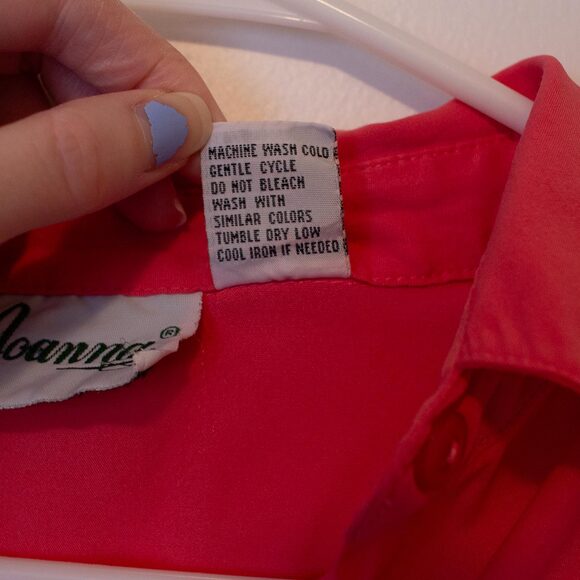 Feminine VTG Joanna Shirt Hot Pink Button Pocket Short Sleeve S | Bright Spring - Picture 5 of 7